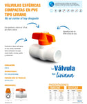 Llave de paso 3/4" pvc c/rosca liviano - PCP