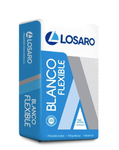 Pegamento mayolica blanco flexible 25kg - LOSARO
