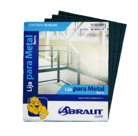 LIJA PARA METAL, GR.100 : 9" X 11" - ABRALIT