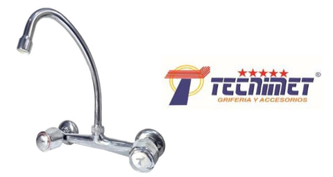 Mezcladora cocina giratoria pared bronce cromado - Tecnimet