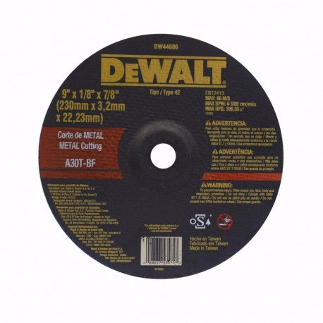 Disco corte p/metal 230*3.2*22.2 (9") - DeWalt