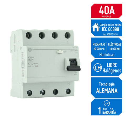 Llave termica Diferencial 4x40A - General Electric