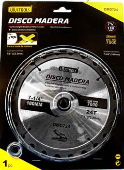 Disco corte p/madera 7 1/4" DMD724 - Importado