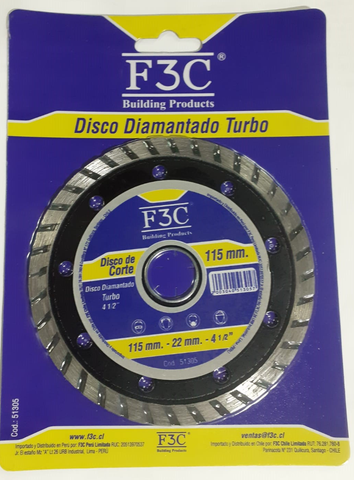 Disco corte p/concreto turbo 4" - F3C